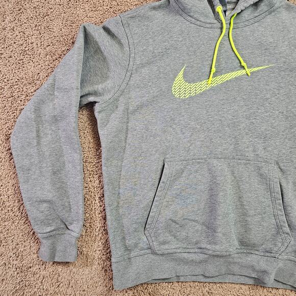 Nike Pullover Hoodie Mens Medium Grey Center Swoosh Sweatshirt Cotton Polyester - Picture 2 of 13